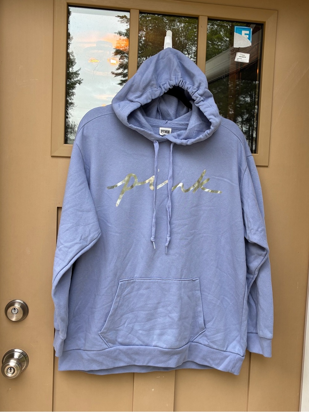PINK Victoria's Secret Hoodie Silver Lettering Purple Women's XL